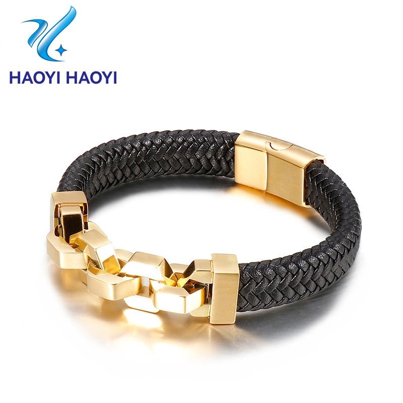 Bijoux  Femme | Bracelet En Cuir Et Métal G Cube Accessoires Bijoux