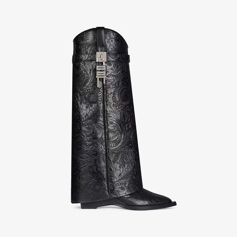 Bottes & Bottines  Femme | Bottes Shark Lock Cowboy En Cuir À Motif Western Bottes & Bottines Bottes & Bottines