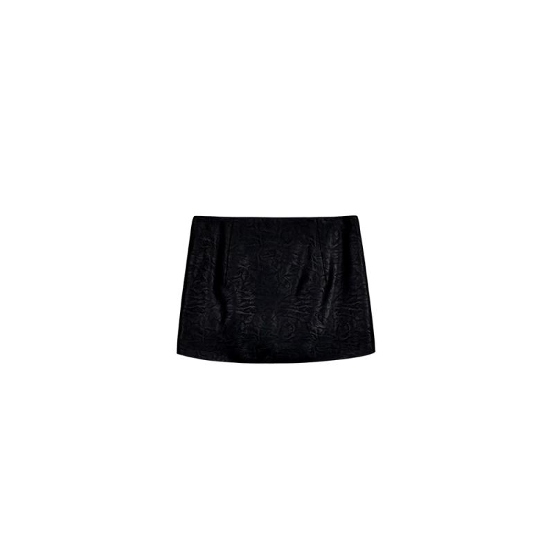 Jupes  Femme | Mini Jupe Asymétrique En Jacquard Chat Femme ANTHRACITE