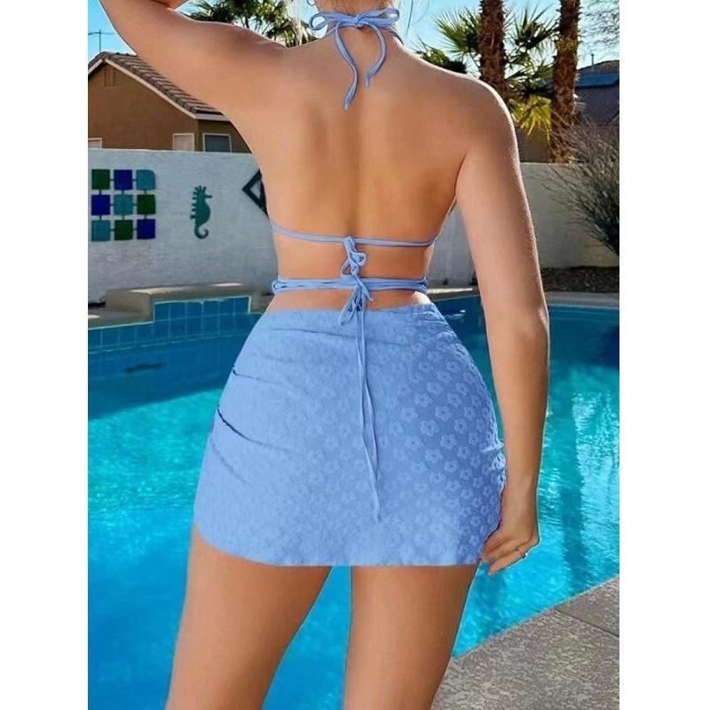 Jupes  Femme | Mini Jupe Portefeuille En Coton Éponge 4G Femme BLEU CIEL