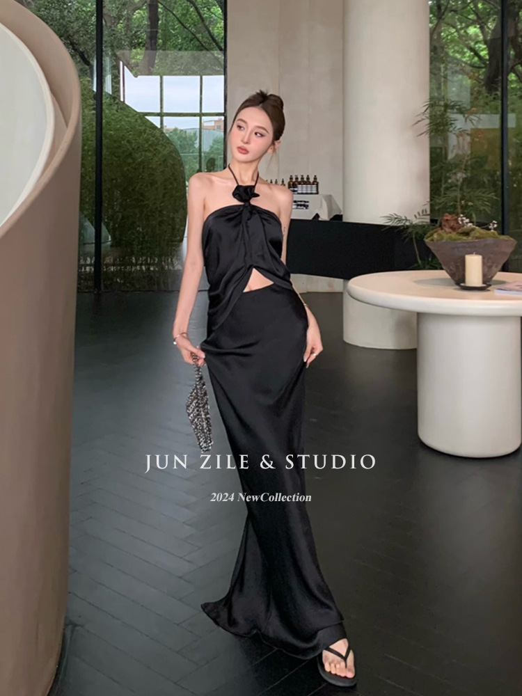 Robes  Femme | Robe Du Soir En Satin Avec Dentelle Femme Femme