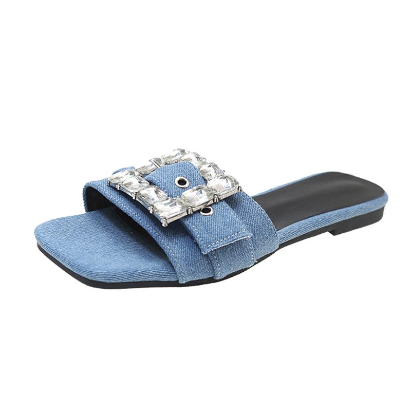 Sandales & Mules  Femme | Mules 4G En Denim Délavé Femme BLEU MOYEN