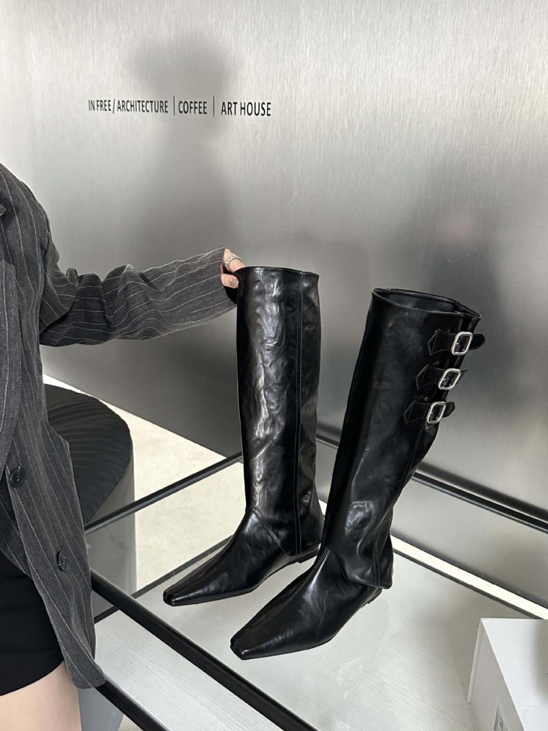 Shark Lock  Femme | Bottes Shark Lock Buckles En Cuir Bottes & Bottines Bottes & Bottines