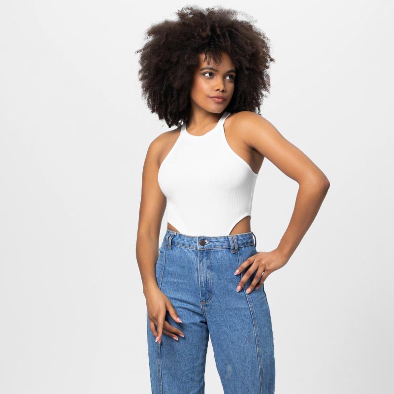 T-Shirts  Femme | Débardeur Cropped En Coton À Détail 4G Et Imprimé Roses Femme BLANC