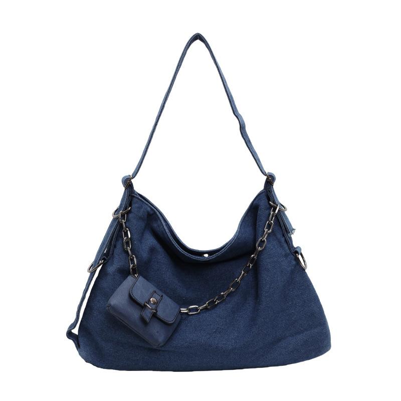 Voyou  Femme | Sac Voyou Chain Medium En Denim Délavé Femme BLEU MOYEN